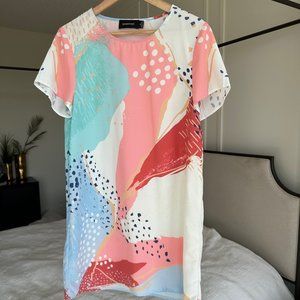 Minkpink I'll be Around T-Shirt Dress Abstract Print Size M